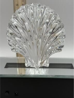 Saint Louis Crystal Shell Sculpture Paperweight Signed French Crystal 5"